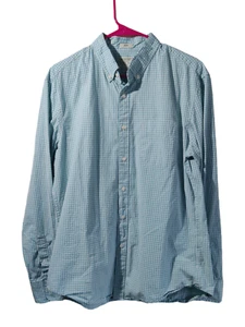 Pre-Owned J. Crew Light Blue/White Checkered Men's Dress Shirt Size Large #1244 - Picture 1 of 4