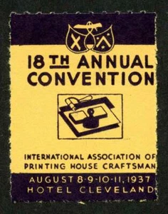 USA Poster Stamp - 1937, Cleveland - Int'l Ass'n. of Printing House Craftsmen - Picture 1 of 1