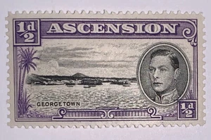 Travelstamps Ascension Stamps 1938 1/2d Black And Violet KGV MINT OG LH Perf 13 - Picture 1 of 5