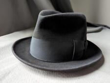 1940s vintage DUNDEE fedora FUR FELT black 6-7/8 top hat GANGSTER al capone