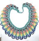 Gorgeous Retro  Multicoloured Rainbow Beaded Bib Vintage Necklace - Circa 1970's