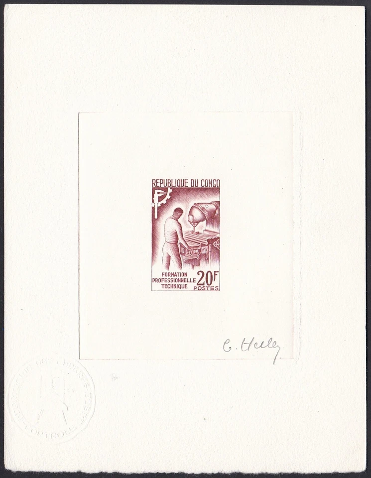 Congo Sc112 Formación de Técnico, Máquina, Industria, Firmado Rojo Troquel Prueba Foto 1 de 1
