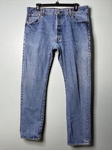Levis 501 Jeans Mens 40x34 Medium Wash Button Fly Adult Straight Leg Broken In - Picture 1 of 11