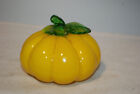 Murano Style Hand Blown Glass Fruit Yellow Pumpkin Gourd Mcm Decor Vintage 70S