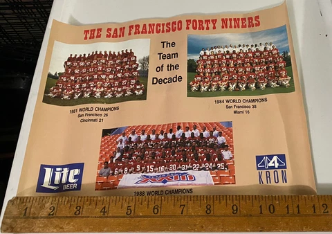NEW Vintage San Francisco 49ers Team Of The Decade 1980’s KRON4 12” X 10” Poster Cover