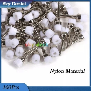 100Pc Dental Latch Type Prophy Polishing Brushes Polisher brush Flat Nylon White - Picture 1 of 5