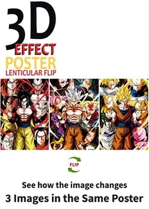 Goku-3D Lenticular Effect- Anime Dragon Ball Z Poster, 3 image change - Picture 1 of 8