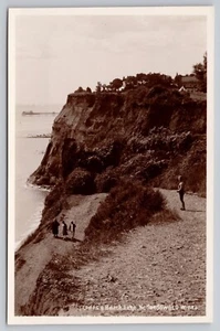RPPC Isle of Wight, England, Town of Lake, People Cliff Path, Beach UNP Postcard - Picture 1 of 6