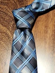 Dan Smith Gray Blue Checkered Tie NWT - Picture 1 of 5
