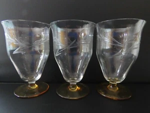 🧡 VINTAGE ETCHED TUMBLERS GLASSES - Picture 1 of 9