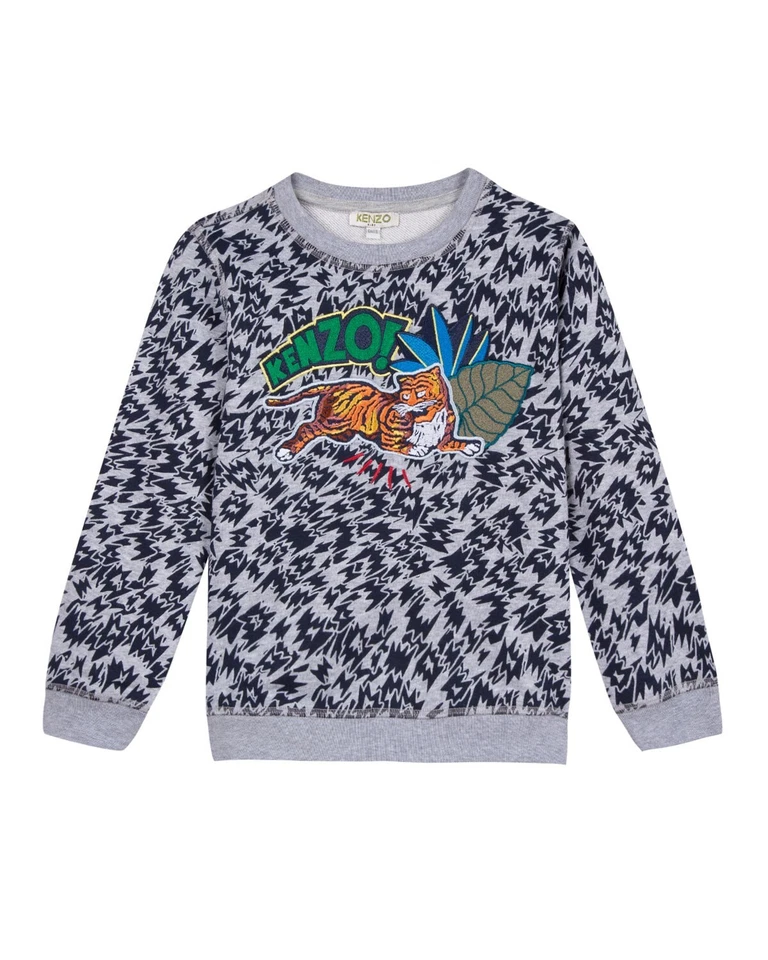 SUDADERA KENZO TEEN KIDS 16 MUJER S PARCHE TIGRE GRIS ANIMAL PRINT JERSEY Foto 1 de 4