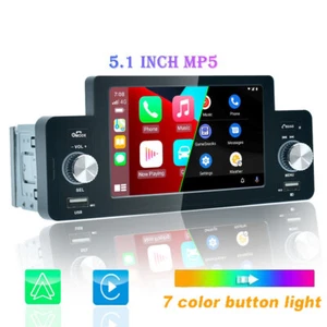 Single 1 Din Car Stereo 5.1 Touch Screen Carplay MP5 Player Bluetooth FM Radio - Picture 1 of 12