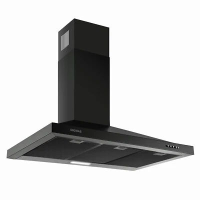 SNDOAS 36in Kitchen Wall Mount Range Hood 450CFM Exhaust Vent Black LED 3speed vent