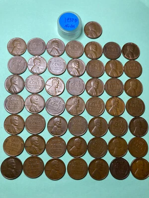 1937-D LINCOLN WHEAT CENT PENNY ROLL, HIGH GRADE, XF/AU, very nice roll - Image 1 of 4