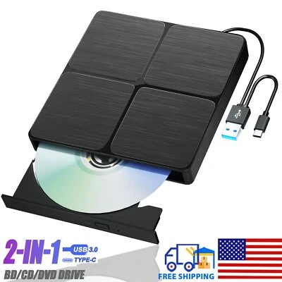 HIRUCY External Blu ray Drive USB3.0 CD/DVD/BD RW Player 3D Bluray Burner for Laptop PC