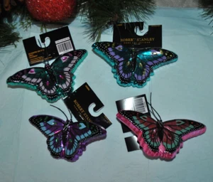 NEW ROBERT STANLEY S/4 Rainbow BUTTERFLY Xmas Glass Ornament 2023 Bejeweled 5" - Imagen 1 de 6