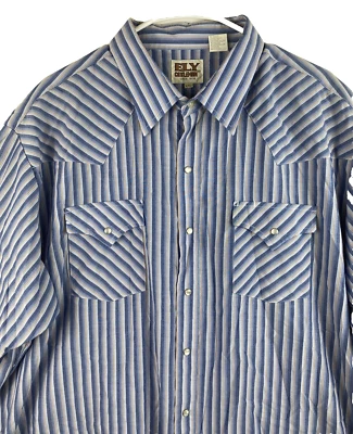 Camisa a Rayas Ely Cattleman Para Hombre XXL 2XL Manga Corta Perla Azul Rojo Amarillo Foto 1 de 4