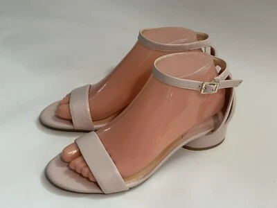 Sandálias Alex Marie tamanho 7,5 M alça de couro em pó rosa 1” bloco salto tornozelo - Imagem 1 de 4