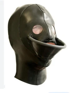 Collant maschera nera cosplay cappuccio gomma lattice 100% festa 0,4 mm taglia XXS-XXL - Foto 1 di 4