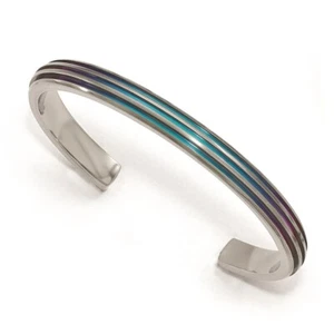 Edward Mirell Titan Triple Groove mehrfarbig eloxiert Manschette Kette Armband - Bild 1 von 5