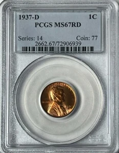 USA - Lincoln Wheat Cent - 1937-D - PCGS MS67RD - Registry Grade! - Picture 1 of 4