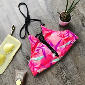 Victoria's Secret PINK Lace-Up Padded High Neck Halter Women's Bikini Top - Picture 1 of 4