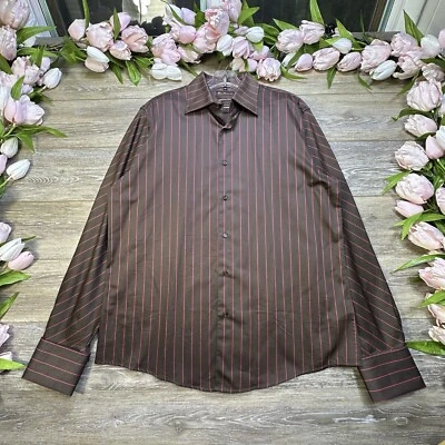 Camisa de vestir para hombre BEN SHERMAN extra grande XL marrón premium cerveza especial rayas Foto 1 de 4