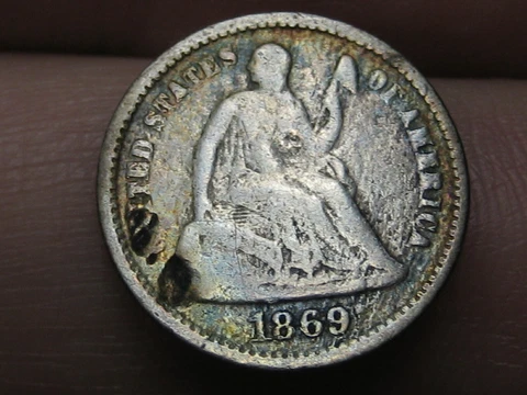 1869 S Seated Liberty Half Dime- VG Details Cover