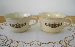 Pfaltzgraff VILLAGE Beige Brown Coffee Cups Mugs ~ Set of 2 ~ - Picture 1 of 4
