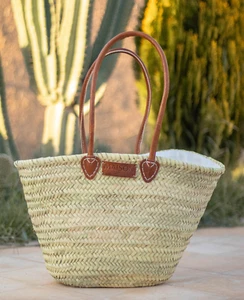 French Market Basket, Straw Beach Baskets, Straw French Baskets, Shoppers Basket - Picture 1 of 7