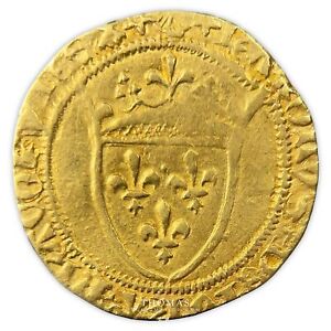 Charles VII - Demi-écu d'or à la couronne - Bordeaux