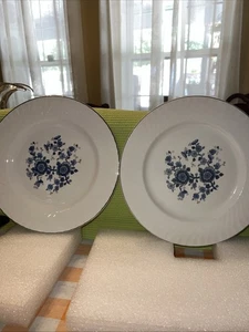 2 Wedgwood Royal Blue Ironstone Dinner Plates 10 1/8" Price is for the Pair~ex - Picture 1 of 4