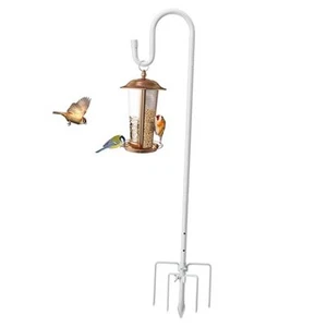 Shepherds Hook for Outdoor, 62 Inch Adjustable Bird Feeder Pole 62 inch White - Picture 1 of 8
