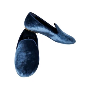 Birdies The Starling Blue Velvet Flats Loafers Slip On Women's Size 9 - Picture 1 of 12
