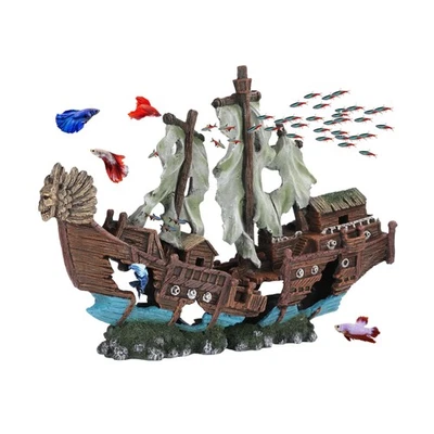 UNEAK - Gran Naufragio Acuario Decoraciones Adorno con Vela (2 Piezas) 20 Ga... Foto 1 de 4