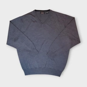 Jos A Bank Signature 100% Merino Wool Gray V-Neck Sweater Men’s PullOn Size XXL - Picture 1 of 5