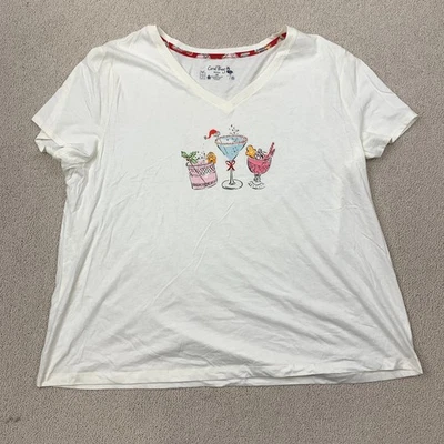 Camiseta de cóctel Coral Bay para mujer Plus 2X manga corta blanca con tachuelas cuello en V Foto 1 de 4