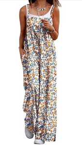 Women's Summer Boho Casual Jumpsuits Wide Leg Overalls Floral XL NEW - Picture 1 of 4