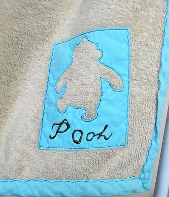 Disney Classic Pooh Boy's Baby Blue Sweetly Sueded Crib Blanket Plush Fleece - Image 1 of 4