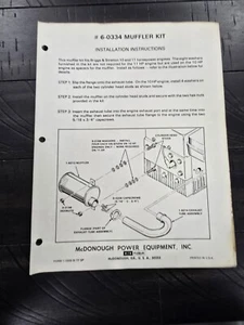 1977 Snapper Briggs Stratton 10 & 11 HP Muffler Kit Instruction Part List 6-0334 - Picture 1 of 2