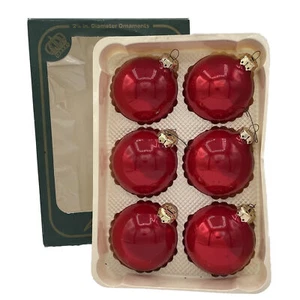 Vintage Visions By Holly Red Glass Ball Christmas Holiday Ornaments Set 6 USA - Picture 1 of 10