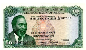 Kenya … P-7c … 10 Schillings … 1972 … *VF/XF* - Picture 1 of 2