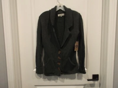 NWT Cavalini womens S charcoal gray sweater 5 buttons at the bottom 2 pockets * - Image 1 of 4