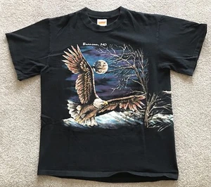 Vintage 90's Hazelwood Single Stitch T-Shirt Men's Large Bald Eagle Graphic USA - Picture 1 of 11