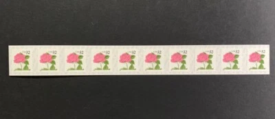 U.S. Stamps. SC #2492g. Pink Roses 32¢ Coil Strip of 20. (Folded) P#S111 - Image 1 of 4