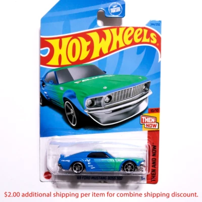 Coche modelo Ford Mustang Boss-302 Hot Wheels entonces y ahora '69 escala 1:64 Foto 1 de 4