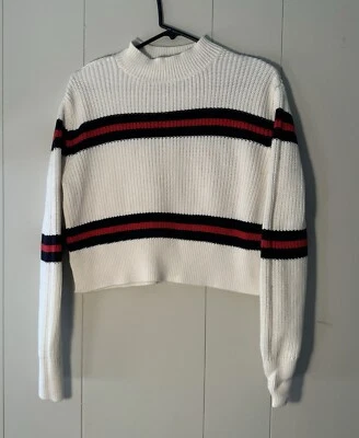 Lottie Moss Chic White Sweater with Red and Black Stripes Size M - Image 1 of 4