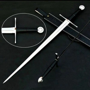 Premium Hand Forged J2 steel Battle ready Hunting Viking Sword Black Leather - Picture 1 of 1