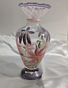 Vintage Tracy Porter Hand Painted Floral Bud vase 6 1/2" Lavender, Pink - Picture 1 of 7