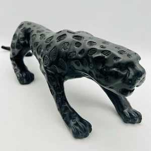 Abstract Black Stalking Leopard Sculpture Geometric Resin Statue 21” - Picture 1 of 7